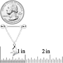 Load image into Gallery viewer, 14G 5/8 Clear Gem Butterfly Dangle Nipple Ring Set