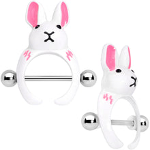 Load image into Gallery viewer, 14G 9/16 White Rabbit Easter Nipple Shield Set