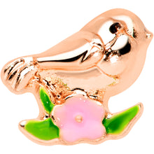 Load image into Gallery viewer, 16G 1/4 Rose Gold Tone Bird Pink Flower Cartilage Tragus