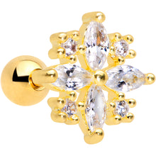 Load image into Gallery viewer, 16G 1/4 Clear CZ Gem Gold Tone Star Burst Cartilage Tragus