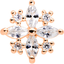 Load image into Gallery viewer, 16G 1/4 Clear CZ Gem Rose Gold Tone Star Burst Cartilage Tragus