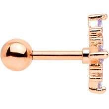 Load image into Gallery viewer, 16G 1/4 Purple CZ Gem Rose Gold Tone Star Burst Cartilage Tragus