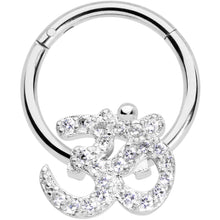 Load image into Gallery viewer, 16G 3/8 Clear CZ Gem Amazing Om Hinged Segment Ring