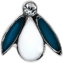 Load image into Gallery viewer, 20G 7.5mm Clear Gem Blue White Leaves L Shaped Nose Ring