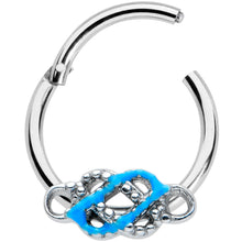 Load image into Gallery viewer, 16G 5/16 Celtic Knot Blue Hinged Segment Ring