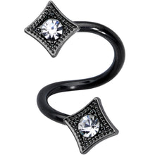 Load image into Gallery viewer, Clear Gem Black Sandblasted Spiral Circle Belly Ring Set of 3