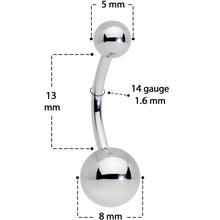 Load image into Gallery viewer, 14G 1/2 Grade 23 Titanium Belly Ring Curved Barbell