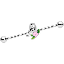 Load image into Gallery viewer, 14G Bird Pink Flower Industrial Barbell 38mm