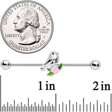 Load image into Gallery viewer, 14G Bird Pink Flower Industrial Barbell 38mm
