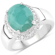 Load image into Gallery viewer, 4.72 Carat Genuine Emerald and White Diamond .925 Sterling Silver Ring