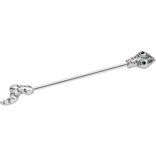 Load image into Gallery viewer, 14G Green Gem Tribal Snake Industrial Barbell 38mm