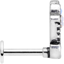 Load image into Gallery viewer, 16G 1/4 White Blue Faux Opal Ornate Labret Monroe Tragus