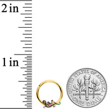 Load image into Gallery viewer, 16G 3/8 Pink Green Gem Gold Tone Lovely Lizard Hinged Segment Ring