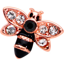 Load image into Gallery viewer, 16G 1/4 Clear Black Gem Rose Gold Tone Bee Cartilage Tragus