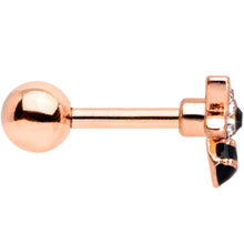 Load image into Gallery viewer, 16G 1/4 Clear Black Gem Rose Gold Tone Bee Cartilage Tragus