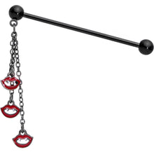 Load image into Gallery viewer, 14G Black Vampire Fangs Halloween Dangle Industrial Barbell 38mm