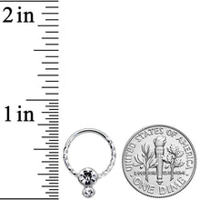 Load image into Gallery viewer, 16G 3/8 Clear Gem Double Drop Duo Twisted Cartilage Clicker