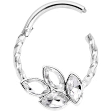 Load image into Gallery viewer, 16G 3/8 Clear Gem Oval Quartet Twisted Cartilage Clicker