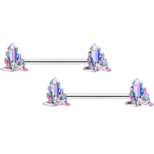 Load image into Gallery viewer, 14G 5/8 Pink White Geology Barbell Nipple Ring Set