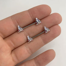 Load image into Gallery viewer, 14G 5/8 Pink White Geology Barbell Nipple Ring Set