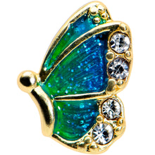Load image into Gallery viewer, 16G 5/16 Clear Gem Gold Tone Blues Butterfly Labret Monroe Tragus