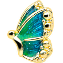 Load image into Gallery viewer, 20G 1/4 Gold Tone Blues Butterfly Nose Bone
