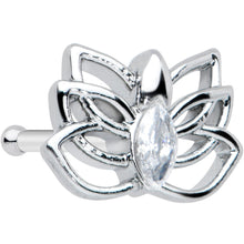 Load image into Gallery viewer, 20G 1/4 Clear Gem Open Elegant Lotus Flower Nose Bone