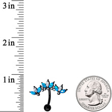 Load image into Gallery viewer, Clear Aqua Gem Black Clusters Belly Ring