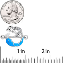 Load image into Gallery viewer, 14G 9/16 Clear Gem Blue Mermaid Nipple Shield Set