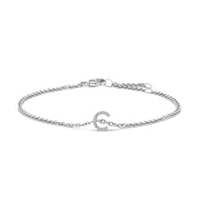 Load image into Gallery viewer, 10K White Gold Diamond Accent "A" Initial Charm and Link Bracelet