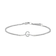Load image into Gallery viewer, 10K White Gold Diamond Accent "A" Initial Charm and Link Bracelet
