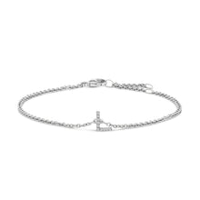 Load image into Gallery viewer, 10K White Gold Diamond Accent "A" Initial Charm and Link Bracelet