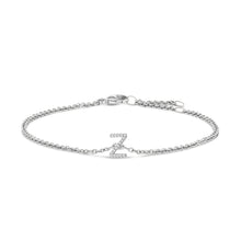 Load image into Gallery viewer, 10K White Gold Diamond Accent "A" Initial Charm and Link Bracelet