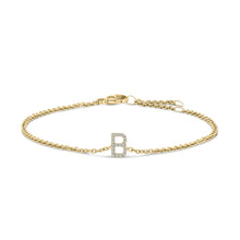 Load image into Gallery viewer, 10K White Gold Diamond Accent "A" Initial Charm and Link Bracelet
