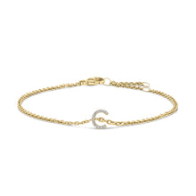 Load image into Gallery viewer, 10K White Gold Diamond Accent "A" Initial Charm and Link Bracelet