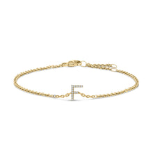 Load image into Gallery viewer, 10K White Gold Diamond Accent "A" Initial Charm and Link Bracelet