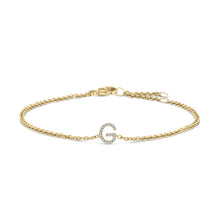 Load image into Gallery viewer, 10K White Gold Diamond Accent "A" Initial Charm and Link Bracelet