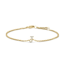 Load image into Gallery viewer, 10K White Gold Diamond Accent "A" Initial Charm and Link Bracelet