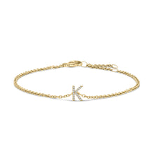 Load image into Gallery viewer, 10K White Gold Diamond Accent "A" Initial Charm and Link Bracelet