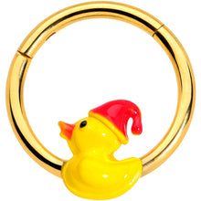 Load image into Gallery viewer, 16G 3/8 Gold Tone Sleepy Duck Hinged Segment Ring