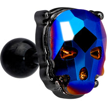 Load image into Gallery viewer, 16G 1/4 Blue Gem Black Sugar Skull Halloween Cartilage Tragus