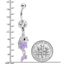 Load image into Gallery viewer, Clear Purple Gem Sweet Fish Dangle Belly Ring