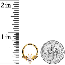 Load image into Gallery viewer, 16G 3/8 Clear Gem Gold Tone Bat Halloween Hinged Segment Ring