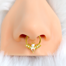 Load image into Gallery viewer, 16G 3/8 Clear Gem Gold Tone Bat Halloween Hinged Segment Ring