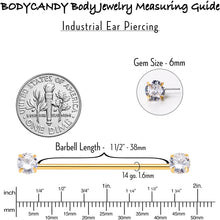 Load image into Gallery viewer, 14G Clear CZ Gem Gold Tone Threadless Industrial Barbell 38mm