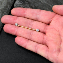 Load image into Gallery viewer, 14G Clear CZ Gem Gold Tone Threadless Industrial Barbell 38mm