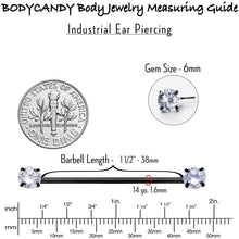 Load image into Gallery viewer, 14G Clear CZ Gem Black Threadless Industrial Barbell 38mm
