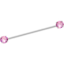 Load image into Gallery viewer, 14G Pink CZ Gem Threadless Industrial Barbell 38mm