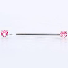 Load image into Gallery viewer, 14G Pink CZ Gem Threadless Industrial Barbell 38mm