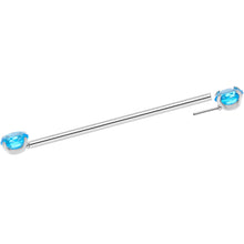Load image into Gallery viewer, 14G Aqua CZ Gem Threadless Industrial Barbell 38mm